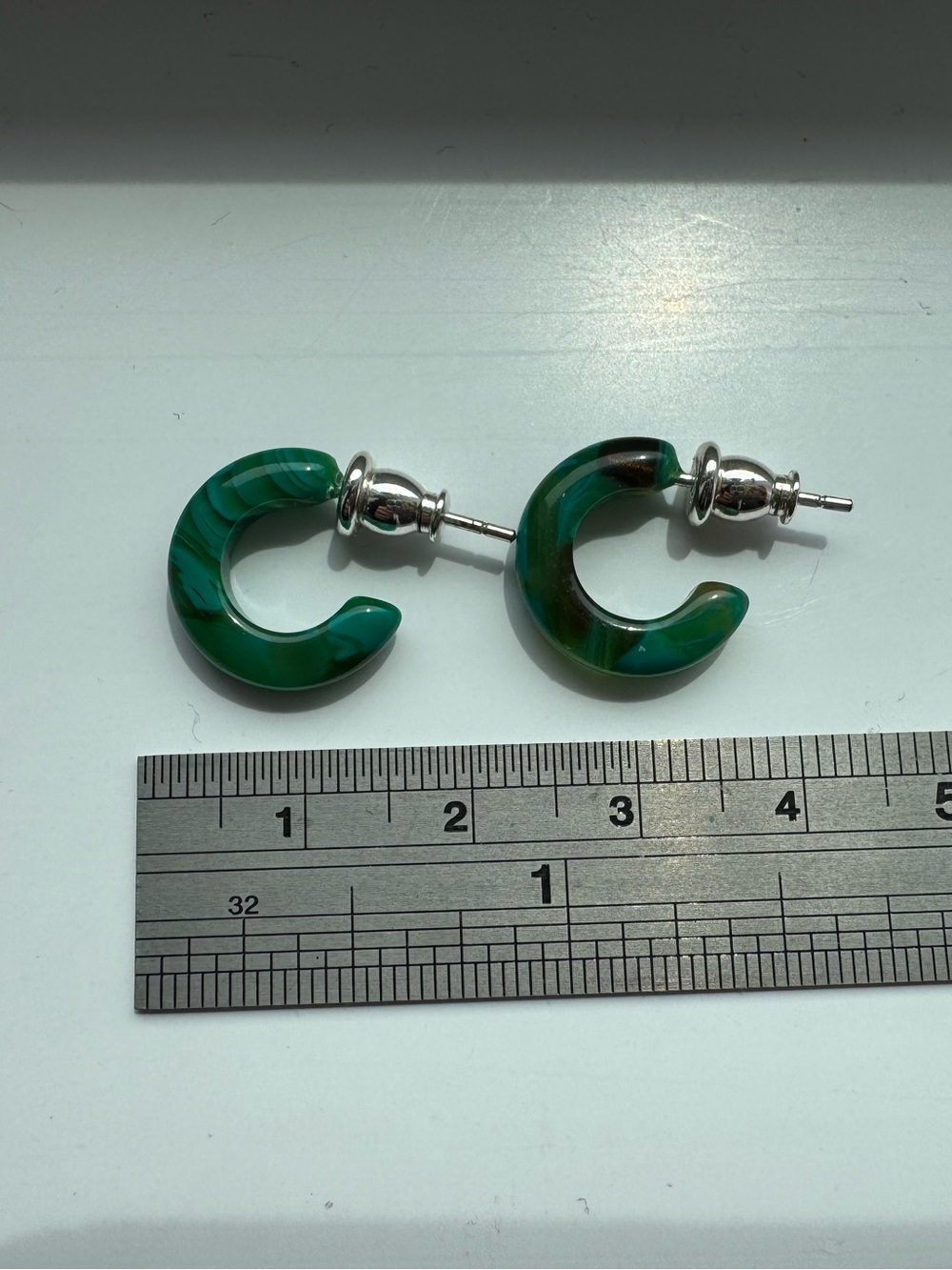 Green acetate Hoop Stud Earrings - Women's Jewelry